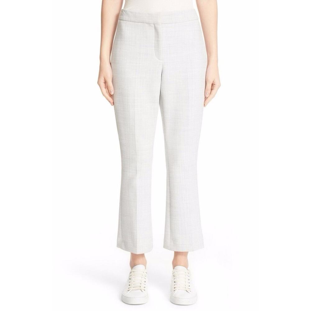 Theory Sz 2‎ Erstina Pioneer Crop Flare Leg Trouser Pant in Light Grey Career